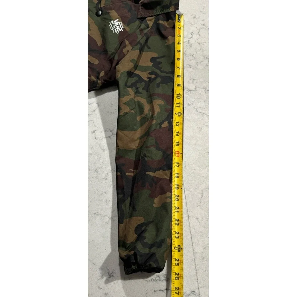 Vans Torrey Coaches Jacket Boys Medium Green Camo Snap Windbreaker Lightweight